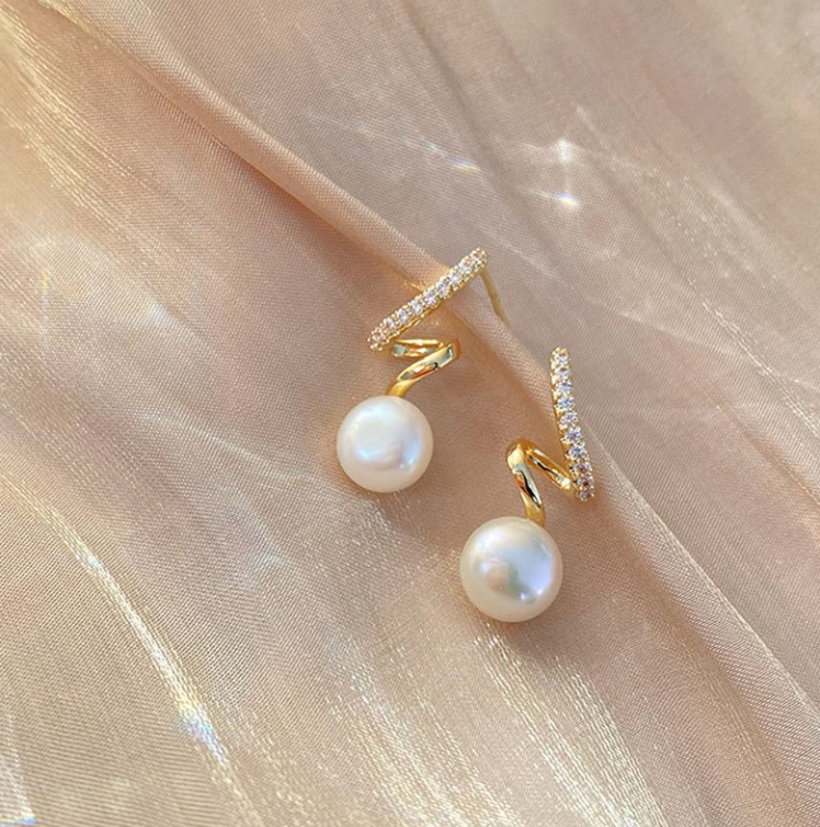 925 Sterling Silver Pearl Twisted Earrings